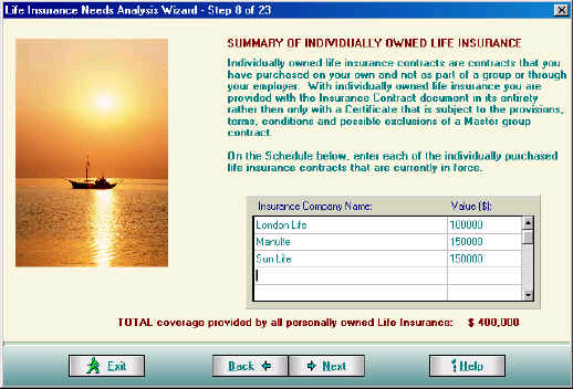 Life Insurance Needs Analysis Wizard